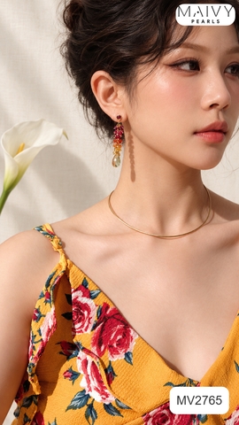 MV2765-Bông tai đá màu dáng dài MV2765 – Sắc màu thanh lịch cho mùa tiệc