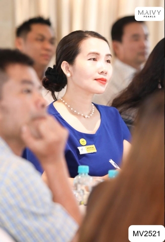 MV2521 - Dây chuyền ngọc trai trắng size 4-5mm nhấn viên to sz 10mm bọc viền dáng chocker