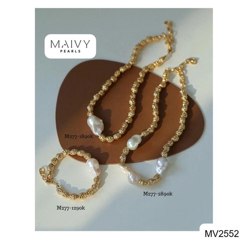 MV2552 - Set ngọc trai baroque màu trắng mix phụ kiện bạc 925 mạ vàng 18k hiện đại, cá tính