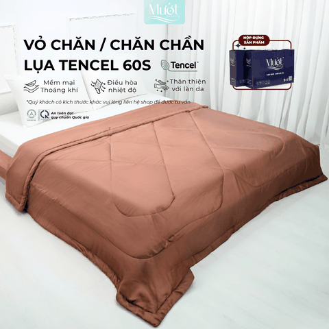 Chăn chần bông Lụa Tencel 60s trơn màu cao cấp Mướt bedding đầy đủ size, mềm mịn thoáng mát
