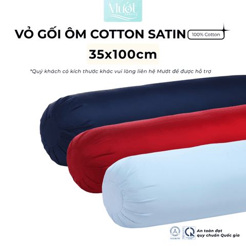 Vỏ gối ôm 100% Cotton Satin size 35x100 Mướt Bedding chất liệu áo gối ôm cao cấp, đa dạng màu