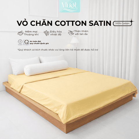 Vỏ chăn Cotton Satin Mướt bedding chất liệu vỏ mền 100% cotton lồng được ruột đầy đủ size, trơn màu