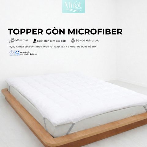 Topper Gòn Microfiber Mướt bedding đầy đủ Size dày dặn chất liệu Cao Cấp sử dụng văn phòng, gia đình