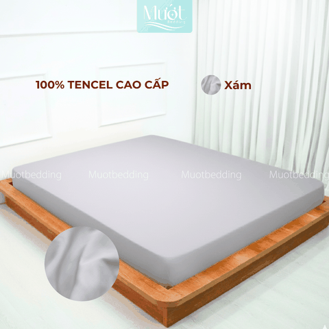 Ga giường kích thước 2mx2m Lụa Tencel 60s Mướt Bedding, cao cấp trơn màu, drap bo chun, mềm, mịn, thoáng mát, mướt