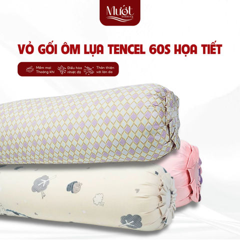 Vỏ gối ôm Lụa Tencel 60s nhiều họa tiết Mướt Bedding size 35x100cm (70x100cm) mềm mại, thấm hút tốt, khóa kéo hiện đại