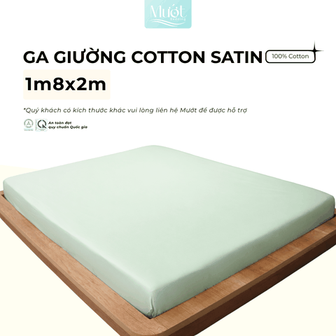 Ga giường 1m8x2m Cotton Satin Mướt bedding, drap giường 100% cotton cao cấp