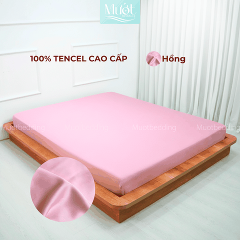 Ga giường kích thước 1m2x2m Lụa Tencel 60s Mướt Bedding cao cấp trơn màu, bo chun