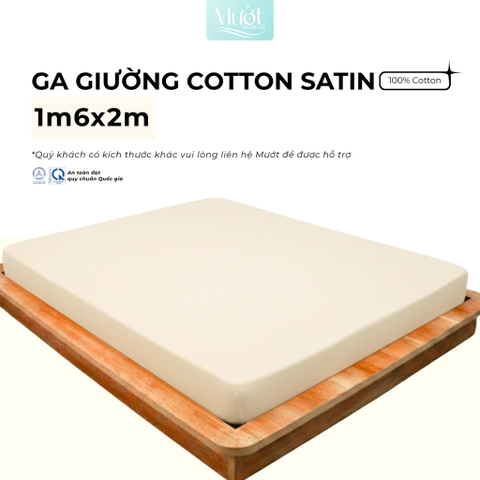 Ga giường Cotton Satin kích thước 1m6x2m Mướt Bedding, drap 100% cotton cao cấp trơn màu