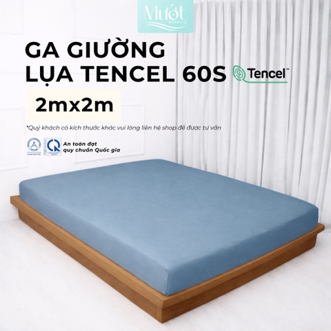 Ga giường kích thước 2mx2m Lụa Tencel 60s Mướt Bedding, cao cấp trơn màu, drap bo chun, mềm, mịn, thoáng mát, mướt