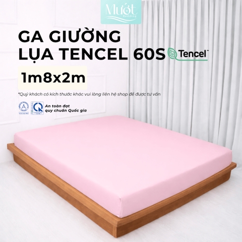 Ga giường kích thước 1m8x2m Lụa Tencel 60s Mướt Bedding cao cấp trơn màu, bo chun