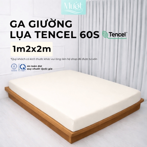 Ga giường kích thước 1m2x2m Lụa Tencel 60s Mướt Bedding cao cấp trơn màu, bo chun