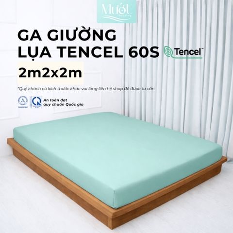 Ga giường kích thước 2m2x2m Lụa Tencel 60s cao cấp trơn màu, drap bo chun