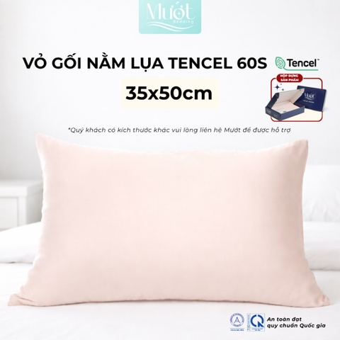 Vỏ gối nằm cho bé Lụa Tencel 60s trơn màu 35x50cm Mướt Bedding áo gối 100% Tencel, an toàn cho da, mềm mịn, thoáng mát