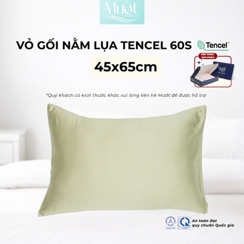Vỏ gối nằm Lụa Tencel 60s trơn màu 45x65cm và combo 2 vỏ gối Mướt Bedding áo gối 100% Tencel, an toàn cho da, mềm mịn