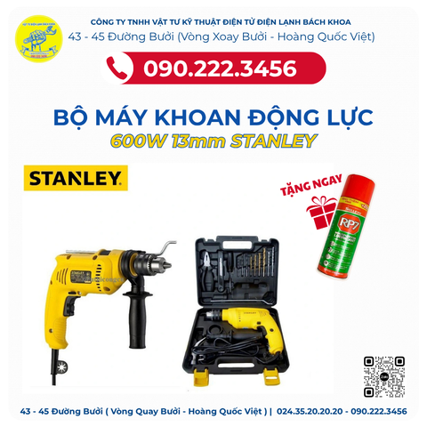 Bộ Máy Khoan Động Lực 600W 13mm Stanley (13 pcs) - Tặng RP7