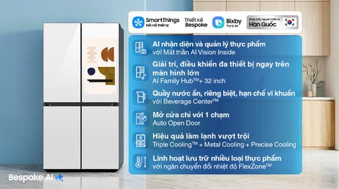 Tủ lạnh Samsung Inverter 636 lít Multi Door Bespoke RF65DB990012SV