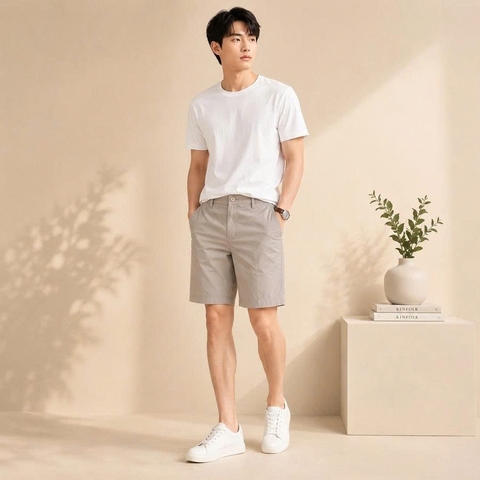 Quần short dù nam dây kéo có túi NABEFA- NMST26S004