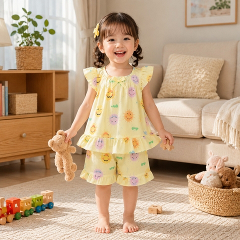 Bộ tole bé gái quần ngắn sát nách NBSE26S001AB