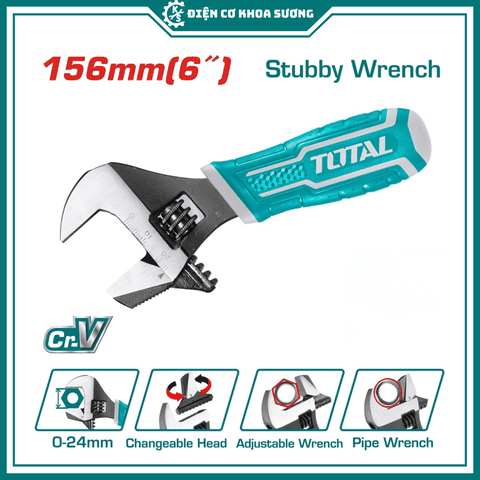 Cờ lê điều chỉnh 2IN1 TOTAL THT1016S size 156mm có thể thay đổi mỏ lết và mỏ lết răng, thép CR-V