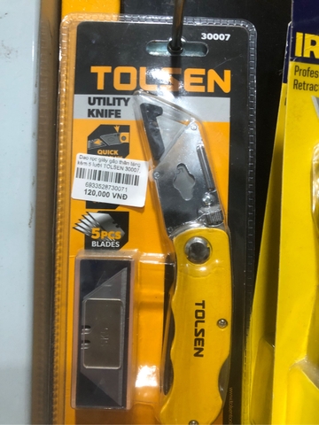 Dao rọc giấy có thể xếp gọn cán nhôm tặng kèm 5 lưỡi cao cấp Sk5 61x19mm Tolsen 30007 - Chính hãng