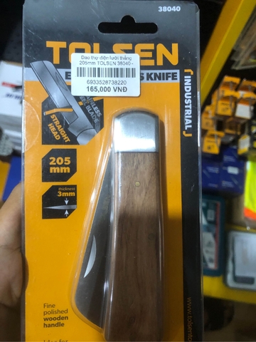 Dao thợ điện lưỡi thẳng/ lưỡi cong 205mm cán gỗ Tolsen 38040/ Tolsen 38041 - Hàng chính hãng.