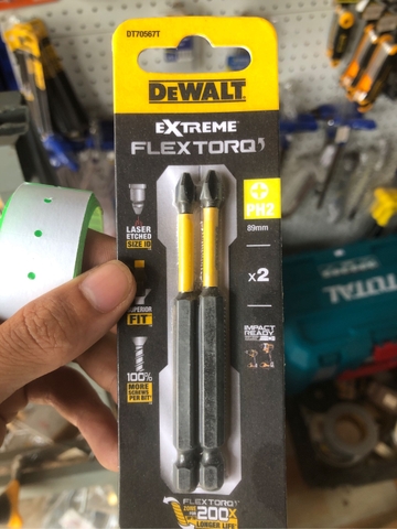 Mũi vít PH2 Dewalt Extreme 57mm, 89mm 15cm dòng Flex Torq siêu cứng x50, chuôi lục giác - Chính hãng