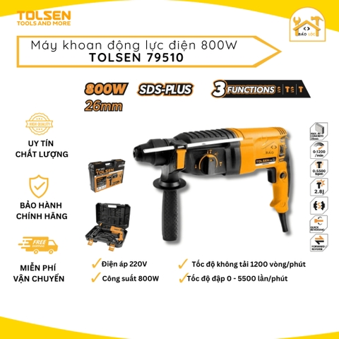 Máy khoan 3 chức năng 800W 26mm công nghiệp Tolsen 79510 - Hàng chính hãng.