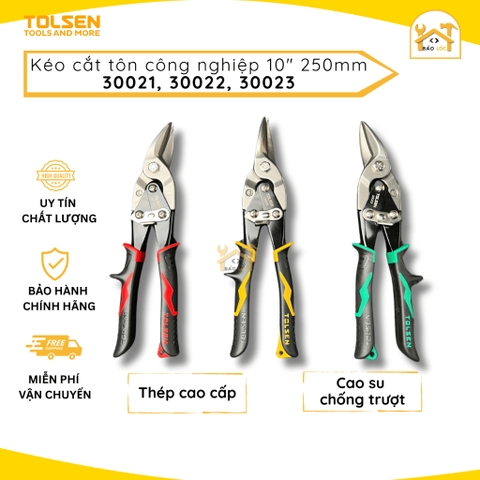 Kéo Cắt Tôn Mũi trái/Mũi Thẳng/Mũi phải 10''250mm Tolsen  30021/30022/30023 thép CR-V dụng cụ chuyên cắt những tấm tôn i