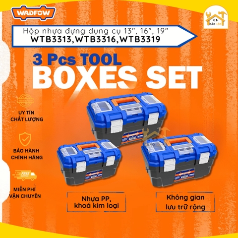 Thùng đựng đồ nghề 13-16-19 inch WADFOW WTB3313-WTB3316-WTB3319 - Hàng chính hãng.