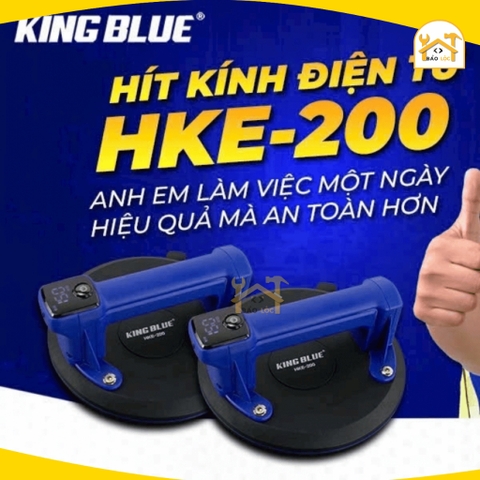 Hít Kính Điện Tử, Đường Kính Cốc Hút 200mm KINGBLUE HKE-200, Màn hình điện tử, Lực hút dọc 140kg, Chất liệu cao su Buna-