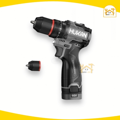 Máy khoan pin HUKAN H16-G2CD1612 Lực Siết 60N.m - Khoan pin 3 chức năng, Không chổi than, Đầu kẹp auto lock 10MM