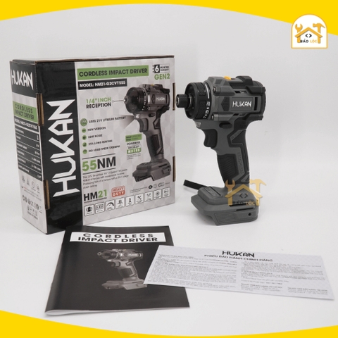 Máy chuyên vít trượt pin HUKAN HM21-G2CVT555, Động cơ Không chổi than, Lực siết 55Nm