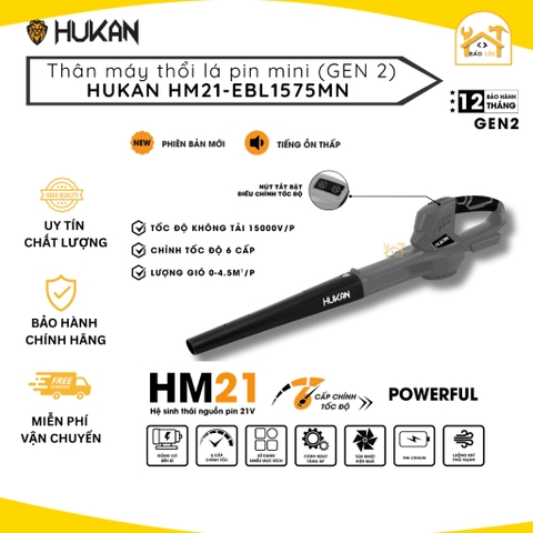 Máy Thổi Bụi Thổi lá Pin Mini HUKAN HM21-EBL1575MN 6 Mức Chỉnh Tốc Gió - mạnh khỏe Bảo Hành 12 Tháng