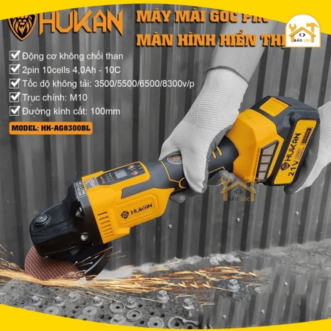 Thân máy mài pin HUKAN HK-AG8300BL không chổi than, chỉnh lực điện tử, chân pin phổ thông