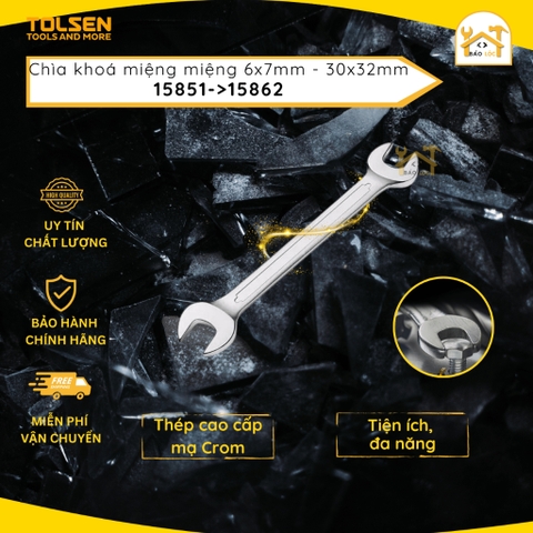 Chìa khóa, cờ lê miệng miệng thép mạ Cr (24x27mm-30x32mm) Tolsen 15860-15862  - Hàng chính hãng.