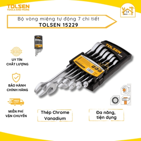 Bộ cờ lê vòng miệng tự động 7 chi tiết Thép Crv bền bỉ TOLSEN 15229 - Hàng chính hãng.