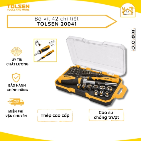 Bộ tua vít típ đa năng 42 chi tiết chuyên sữa chữa xe cộ, nhà cửa Tolsen 20041 - Hàng chính hãng.