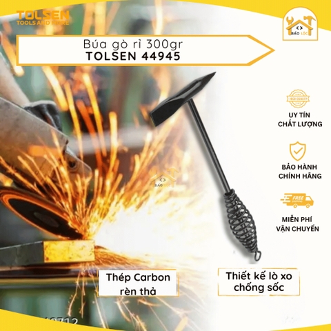 Búa gõ rỉ hàn thép cán lò xo 300g Dài 270mm TOLSEN 44945 - Hàng chính hãng.