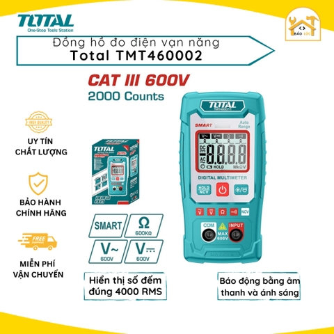 Đồng hồ đo điện kỹ thuật số (màn hình Led) TOTAL TMT460002 - Hàng chính hãng.