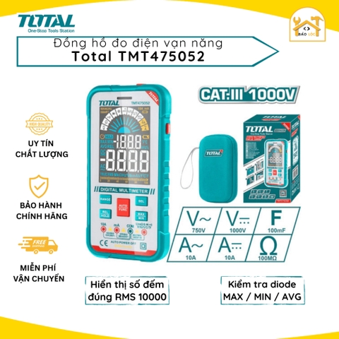 Đồng hồ đo điện vạn năng đo AC DC Total TMT475052 kìm đo dòng điện tự động, đo điện áp, dòng điện - Hàng chính hãng.