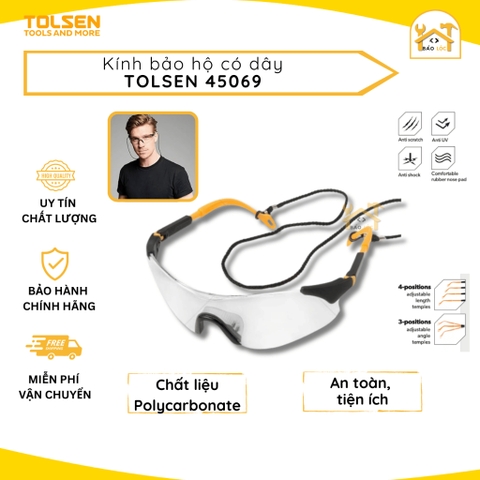 Kính bảo hộ lao động có dây Tolsen 45069 - Hàng chính hãng.