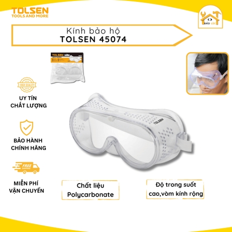Kính bảo hộ TOLSEN 45074 chống bụi, mạt sắt chuyên dụng cắt, hàn, gia công vật liệu - Hàng chính hãng.