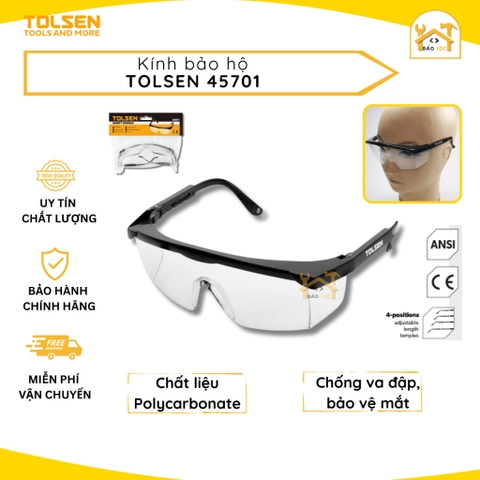 Kính bảo hộ gọng đen Tolsen 45071 - Hàng chính hãng.