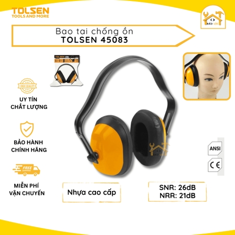 Bao tai, chụp tai, tai nghe chống ồn 26dB, NRR = 21dB Tolsen 45083 - Hàng chính hãng.