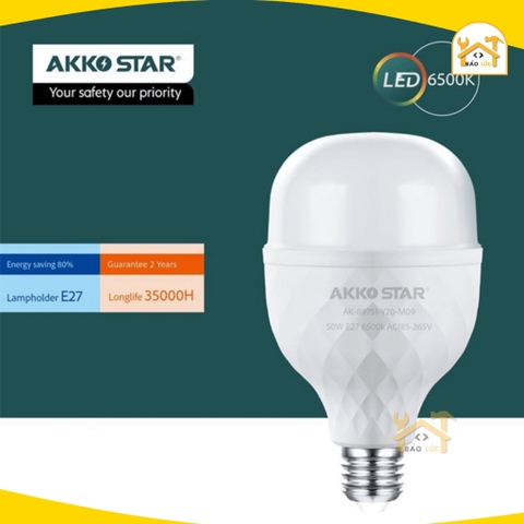 Bóng đèn led bulb tròn AKKO STAR 15W/20W/30W/40W/50W tiết kiệm điện năng 80% - Hàng chính hãng.