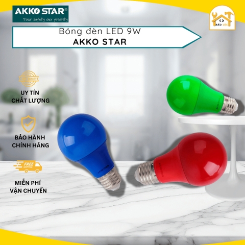 Bóng đèn LED tròn 9W Akko Star ánh sáng đỏ, xanh lam, xanh lá - Hàng chính hãng.