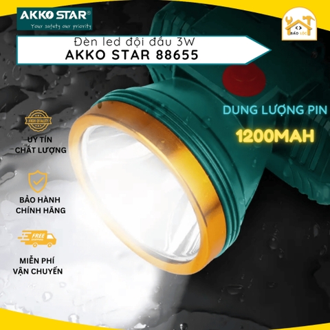 Đèn pin sạc tích điện đội đầu 3W thời gian sử dụng 4-5h Akko Star 88655 - Hàng chính hãng