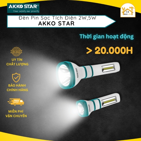 Đèn Pin Sạc Tích Điện AKKO STAR 2W, 5W - Hàng chính hãng.
