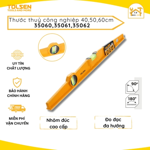 Thước Thủy cân bằng/ Thước Li vô 400mm/500mm/600mm Bridge Spirit Level TOLSEN 35060/35062/35061 - Hàng chính hãng.