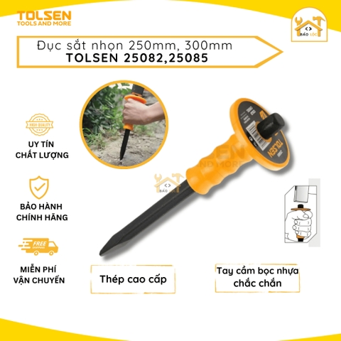 Đục sắt nhọn cầm tay 250mm/300mm Tolsen 25082/25085 - Hàng chính hãng.